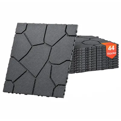 Produktbild von Terrassenfliesen 44 Stück 30x30x2 cm, ca. 4 m², Klickfliesen in Natursteinoptik für Balkon, Terrasse und Garten