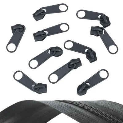 10 Reißverschluss Zipper für Endlosreißverschluss, 5mm, stahlgrau