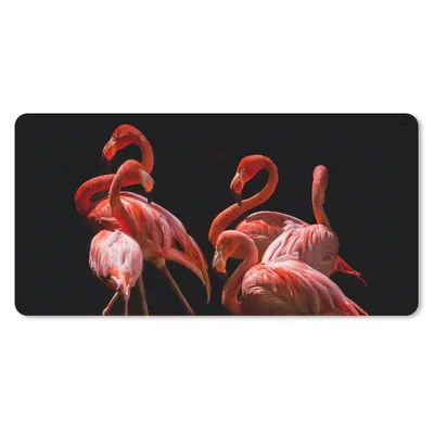 Produktbild von MuchoWow® Mauspad Mousepad Flamingos - Vögel - Federn - Schwarz 60x30 cm - Mousepads - Maus Mat - Pad - Mausunterlage - Nachhaltig
