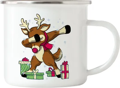 Produktbild von Weihnachtselch Emaille Tasse Weihnachtsparty Elch Tanz Merry Christmas Frohes Fest Weihnachtstage Winter Weihnachten