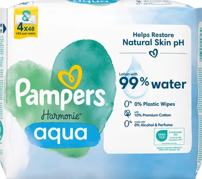 Zdjęcie produktu dla Pampers® 8006540556139 Pampers® chusteczki nawilżane aqua Harmonie™, 192 szt.