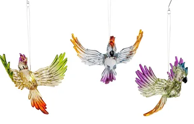 Produktbild von formano 3er Set Kakadu-Hänger 17 cm Acryl Multi Fensterdeko Farbglas Deko Hänger