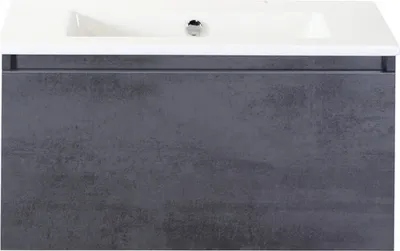 Produktbild von Sanox Badmöbel-Set Frozen BxHxT 81 x 42 x 46 cm Frontfarbe betonanthrazit mit Waschtisch Keramik weiß 75734641