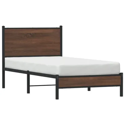 Produktbild von Metallbett ohne Matratze Braun Eichen-Optik 90x190 cm