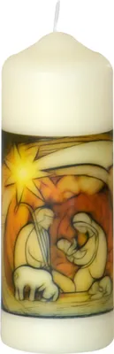 Produktbild von Weihnachtskerze "Krippenmotiv" Elfenbein 140 x Ø 50 mm, 1 Stück