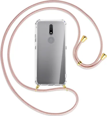 Produktbild von Handykette Backcover-Schutzhülle mit Band (Metall goldfarben) für Nokia 2.4 - roségold