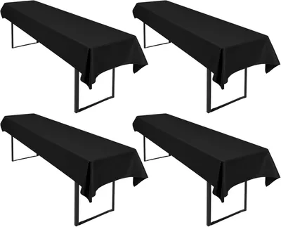 Produktbild von 4 Stück Schwarz Biertisch Tischdecke 250 x 100cm Wasserfester Polyester Glattgewebtes Biertischtuch Innen und Außen Universelles Tischtuch Fleckenfest Einfach zu Reinigen