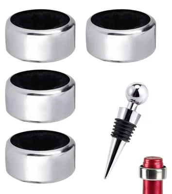 Wein-Tropfringe aus Edelstahl, 4 Stück + Verschluss, 9 cm