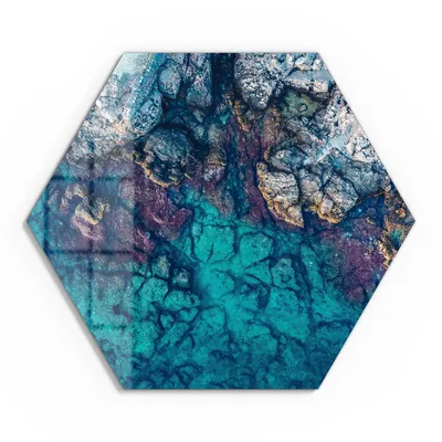 Produktbild von DEQORI Glasbild Echtglas 55x48 cm 'Küstenfarbenspiel' Wandbild Bild modern Deko