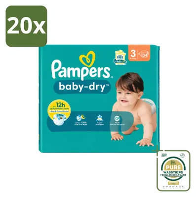 Productafbeelding van 20 x Pampers Baby-Dry luiers, maat 3 (6-10 kg) - Voorraadverpakking - 20 stuks