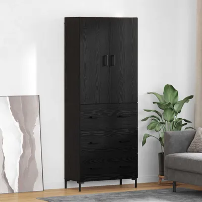 Produktbild von "Schlussverkauf" Highboard 1 PC - Anrichte/Sideboard - Mit Stauraum - Schwarz Eichen-Optik 69,5x34x180 cm Holzwerkstoff C6788