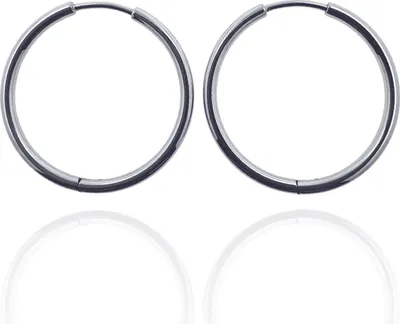 Produktbild von 316L Chirurgenstahl Creolen Ohrringe Innendurchmesser 10-18mm in verschiedenen Farben Farbe - Silber Innendurchmesser - 10 mm Creolenstärke - 1,6 mm