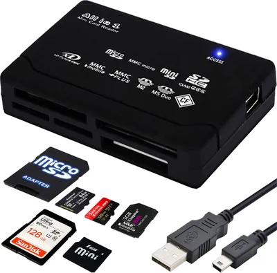 Speicherkartenleser Cardreader 7 in1 Card Reader für USB Micro SD SDXC SDHC TF UHS-I MMC Adapter Kartenlesergerät Multi Kartenleser Lesegeraet Retoo
