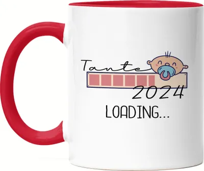 Produktbild von Tante Loading 2024 Tasse für werdende Tanten zur Geburt Nichte Neffe Babynews Ich werde Tante Geschenk Tasse Rot