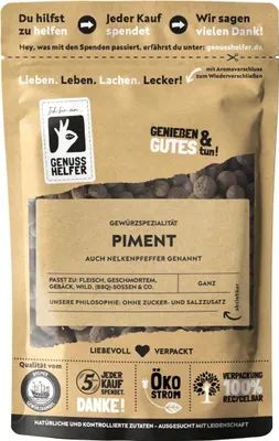 Produktbild von Piment, ganz, Pimentkörner, Nelkenpfeffer zum Kochen und Backen, 50g