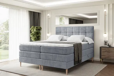 Produktbild von ALTDECOR Boxspringbett mit Holz Füßen, Matratze und Lattenrost, Topper, Polsterbett mit Bettkasten, Bett mit Stauraum H3- und H4- Matratze, Doppelbett -MARCE-FD KING-180x200 - Grau Casablanca