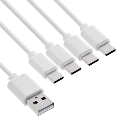 Produktbild von InLine® USB 4in1 Y-Ladekabel, 1x USB-A Stecker an 4x USB-C Stecker, weiß, 1m