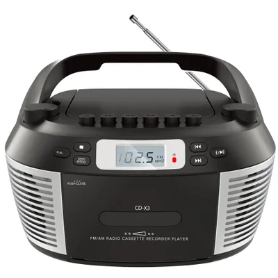 Image de Lecteur CD ZELURXX avec télécommande, haut-parleur Bluetooth, lecteur de cassettes, radio, cadeau pour les étudiants ou les grands-parents, noir