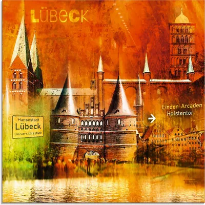 Produktbild von ARTland Glasbild Lübeck Hansestadt Collage 04 Größe: 30x30 cm