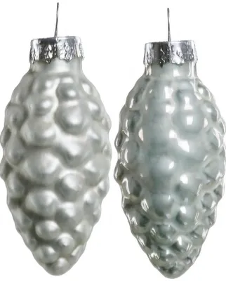 Produktbild von TrendLine Weihnachtskugeln Glas-Tannenzapfen 6 cm weiß 12 Stück