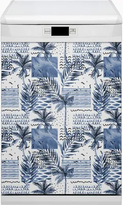 Produktbild von Geschirrspüle Magnet für Spülmaschine Magnetmatte Küche Magnete  Dekorative 45x80 cm  - Blaue Palme