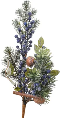 Produktbild von Künstlicher Tannenzweig 50cm mit blauen Beeren Grün / Blau
