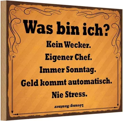 Produktbild von vianmo Holzschild 20x30 cm was bin ich kein Wecker Dekoration