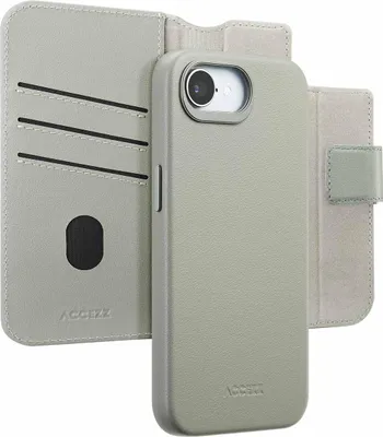 Produktbild von Accezz 2-in-1 Klapphülle aus Leder mit MagSafe iPhone 16e - Light Grey