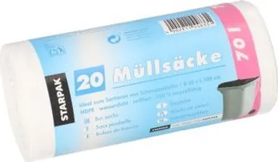 Produktbild von 500 Papstar Müllsäcke, HDPE 70 l 100 cm x 58 cm weiss 90462