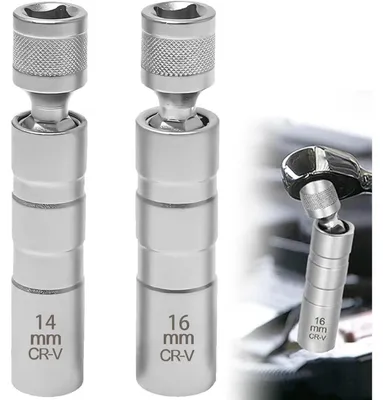 Produktbild von Zündkerzenschlüssel 14mm und 16mm 2 Stück Magnet Flexibel Chrom-Vanadium-Stahl 3/8 Zoll