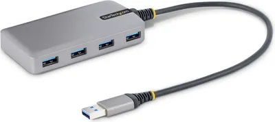 Produktbild von StarTech.com 4-Port USB Hub, USB3.0 5Gbps, Bus Powered, USB-A to 4x USB-A Hub with Optional Auxiliary Power Input, Portable Desktop/Laptop USB Hub with 1ft (30cm) Attached Cable