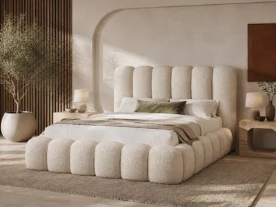 Produktbild von Emlar Polsterbett Mellow 120x200 cm - Bett mit Bettkasten & Lattenrost - Bouclé-Stoff - Doppelbett mit Stauraum Creme (Quelle 06)