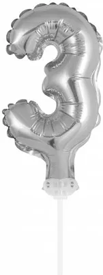 Produktbild von Idena Folienballon 3 silber, mit Stab  13cm