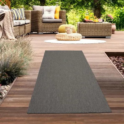 Obrázok produktu pre Tmavý klasický sisalový koberec do interiéru a exteriéru v antracitovej farbe, rozmery – 80 x 200 cm