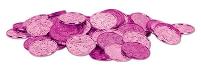 Produktbild von 100 rosa Kunststoff-Münzen, ca. 3,8 cm Durchmesser
