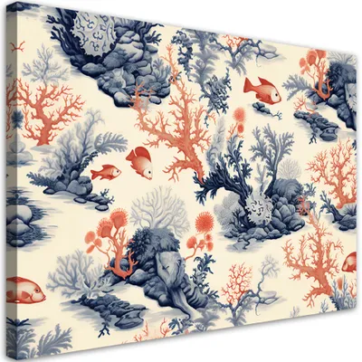 Immagine prodotto di Quadro su tela Coralli e pesci 60x40 Feeby Orange quadro per la parete pronto per essere appeso