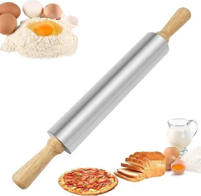 Immagine prodotto di Rullo per pasta Famanu in acciaio inossidabile con manici in legno - 43 cm