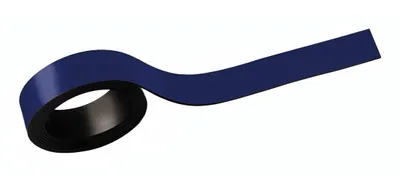 Image de MAUL Bande magnétique 1 m Bande métallique 2 pièces magnétique revêtement plastique inscriptible 1 m x 1 cm x 1 mm bleu