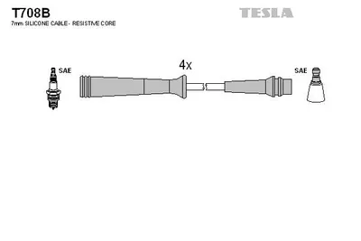 Zdjęcie produktu dla TESLA T708B Zestaw przewodów zapłonowych Zestaw przewodów zapłonowych do RENAULT MEGANE I (BA0/1) MEGANE Scenic (JA0/1) MEGANE I Cabriolet (EA0/1) MEGANE I Grandtour (KA0/1)