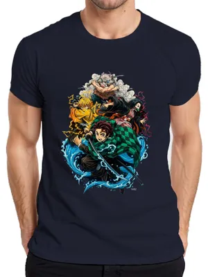 Immagine prodotto di Maglietta da uomo Demon Slayer Kimetsu no Yaiba Tanjiro Nezuko Zenitsu Fan Gift, Navy, S