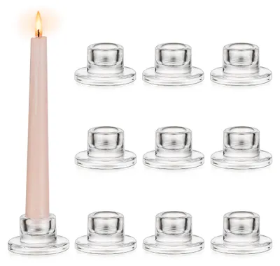 Gläserne Kerzenhalter, 10 Stück, transparent, für Tischdekoration