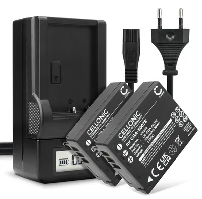Produktbild von CELLONIC 2x Akku für Kamera Kompatibel mit Panasonic Lumix DMC-TZ5, Lumix DMC-TZ3, Lumix DMC-TZ4, CGA-S007 - (900mAh, 3.7V) + Ladegerät