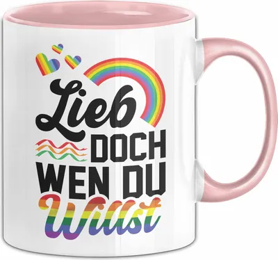 Produktbild von LGBTQ Tasse Geschenk Lesben Schuwle Geschenkidee Gay Pride Lieb Doch Wen Du Willst Kaffee-Becher (Rosa)