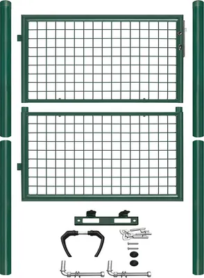 Produktbild von Jiubiaz Gartentor Zauntor 100 x 100 cm verzinktes Stahlrohr inkl. Schloss und  Schlüssel Zauntor Gartentür Maschenweite 5 × 5cm rostbeständig grün