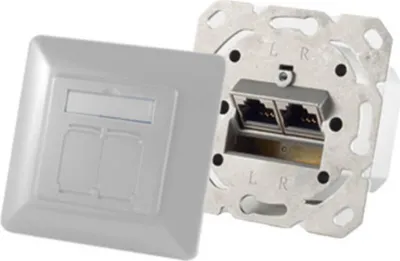 Produktbild von S/CONN maximum connectivity Netzwerkdose-cat.6A Netzwerkdose 2-Fach designfähig, horizontale Kabelführung, Zentralstück inkl