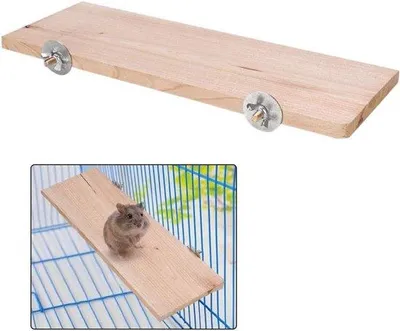 Image de Plateforme en bois naturel pour petits rongeurs - Jouet rectangulaire en bois pour souris, chinchillas et rats - Plateforme en bois naturel à mâcher et à jouer - Habitat rectangulaire en bois naturel pour animaux