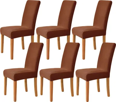 Produktbild von Stretch Stuhlhussen, Weiche Beschützer Stuhlhussen Anti-rutsch Stuhlhussen Stuhlbezug für Stuhl Esszimmer Für Bankett, Satz von 6, Kaffee