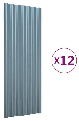 Produktbild von vidaXL Dachpaneele 12 Stk. Verzinkter Stahl Grau 100x36 cm