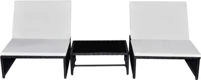 Image de vidaXL Chaises d'extérieur 2 pcs. avec table noir Poly-Rattan
