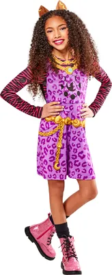 Obrázek produktu pro Rubíny Clawdeen Klasický dívčí kostým, šaty a čelenka, oficiální kostým Monster High na karneval, Vánoce, narozeniny, párty a Halloween.